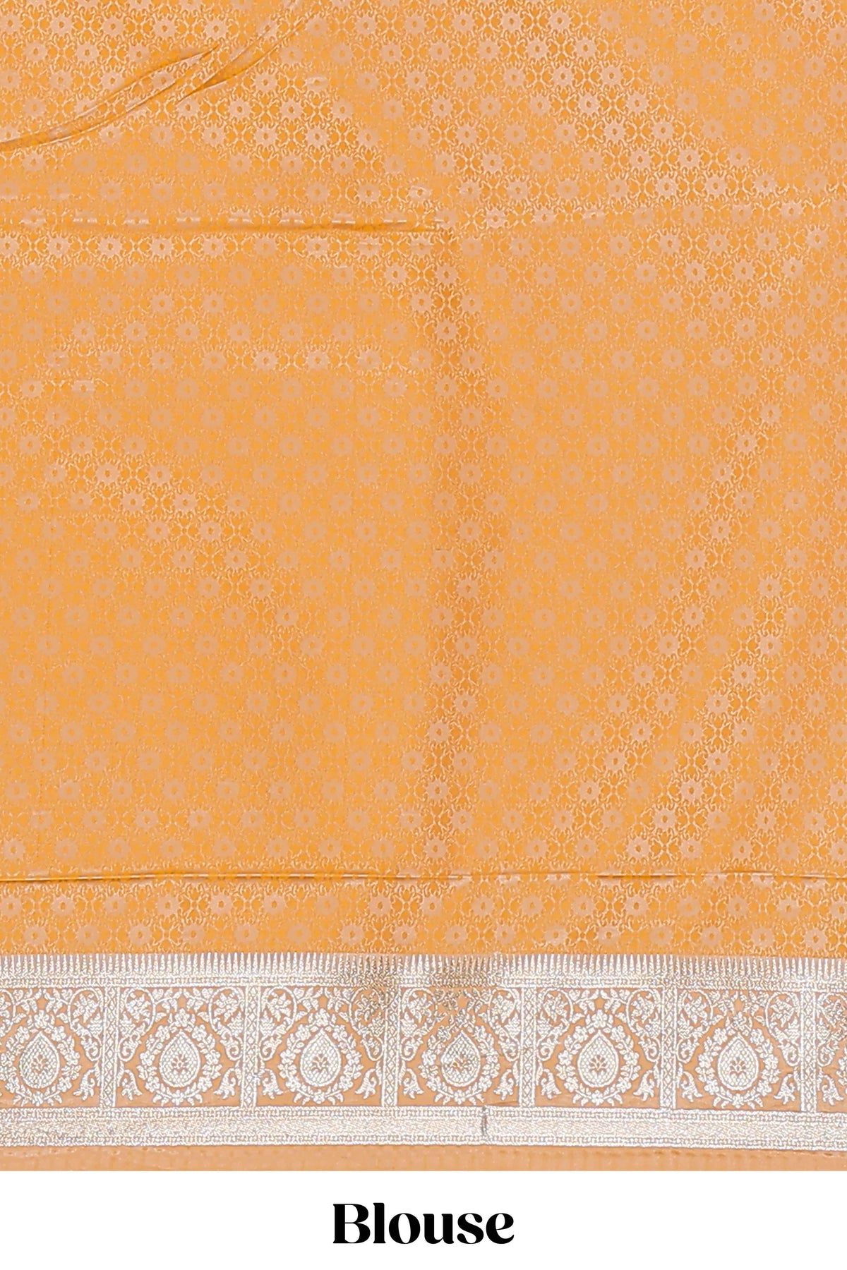 Orange multicolor floral motifs banarasi silk saree with self zari border and  matching blouse
