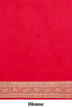 Teal blue banarasi silk saree with contrast zari border and blouse