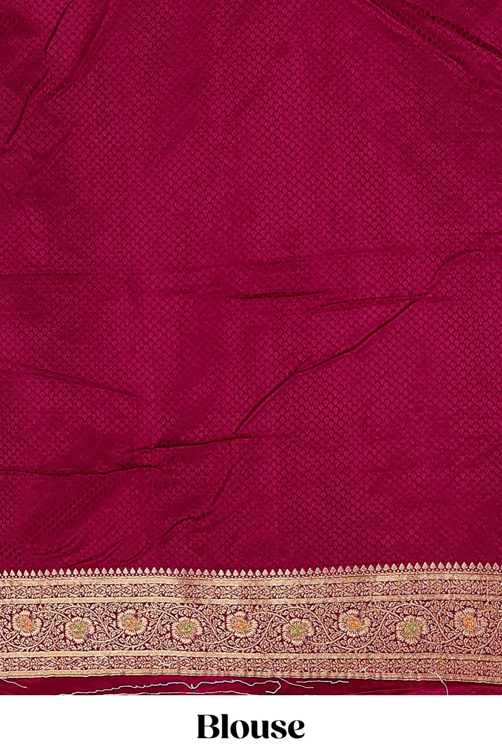 Red banarasi silk saree with contrast zari border and blouse