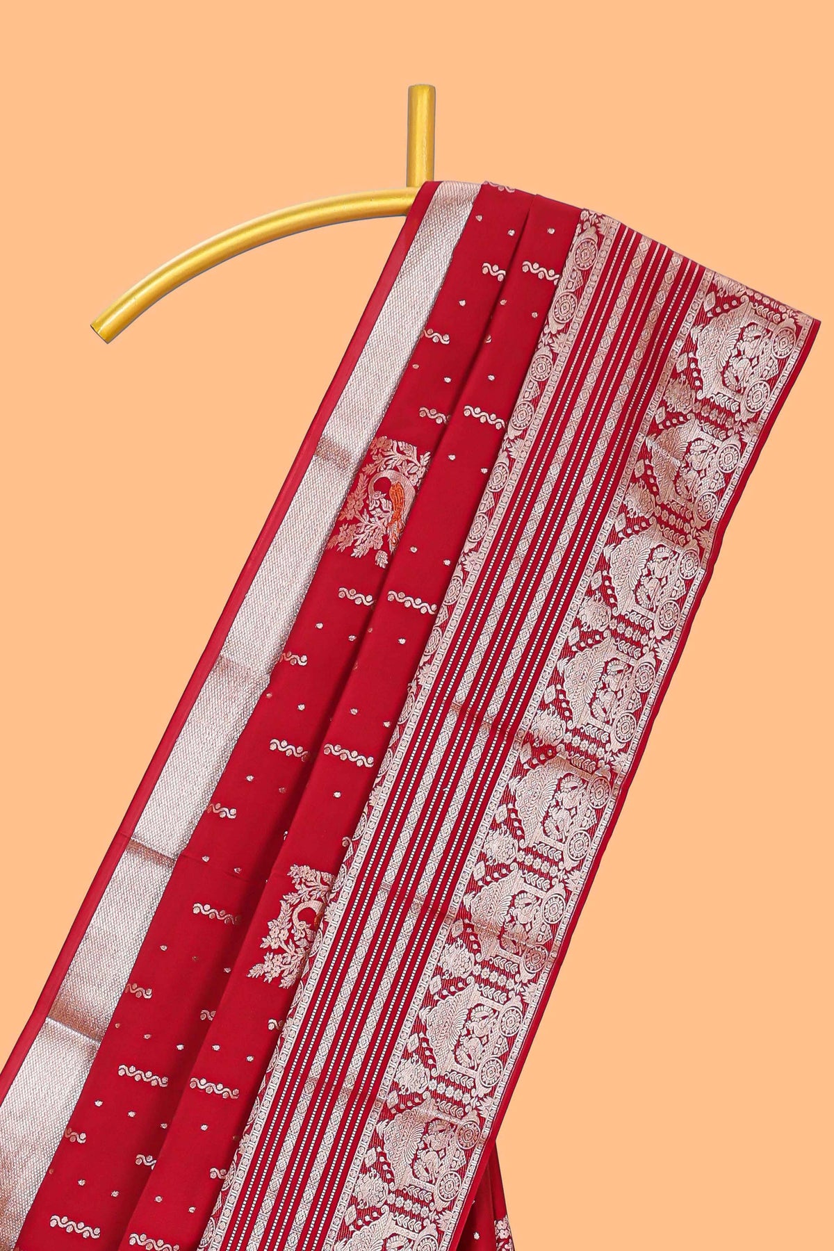 Maroon unique designed banarasi silk saree with self zari border and matching blouse
