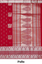 Maroon unique designed banarasi silk saree with self zari border and matching blouse