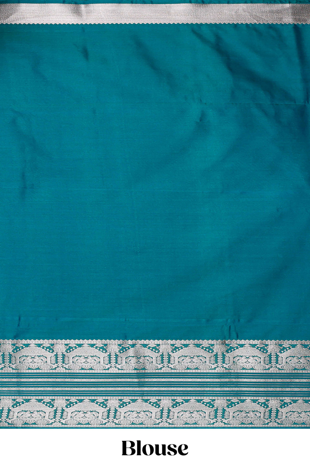 Blue unique designed banarasi silk saree with self zari border and matching blouse