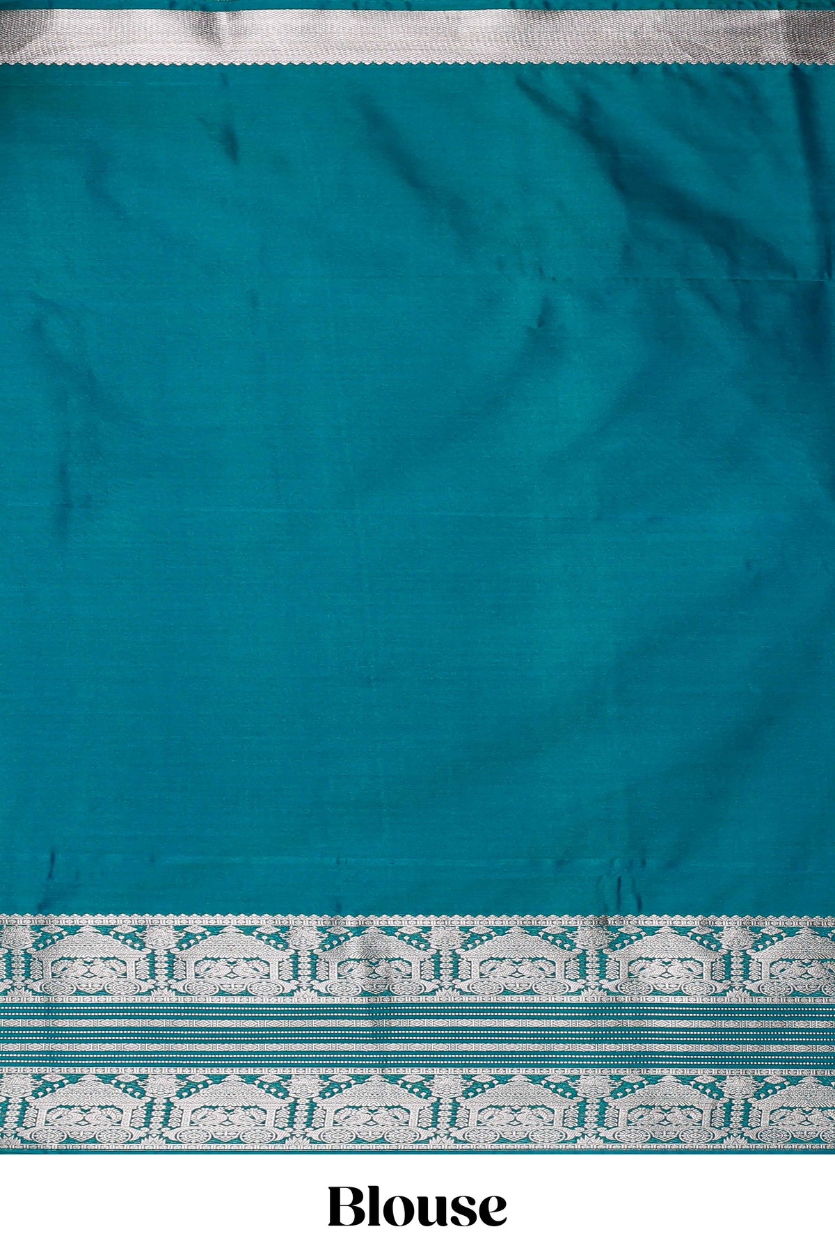 Blue unique designed banarasi silk saree with self zari border and matching blouse