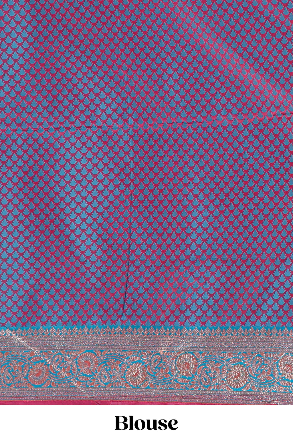 Red floral designed banarasi silk saree with contrast floral zari border and blouse