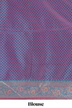 Red floral designed banarasi silk saree with contrast floral zari border and blouse