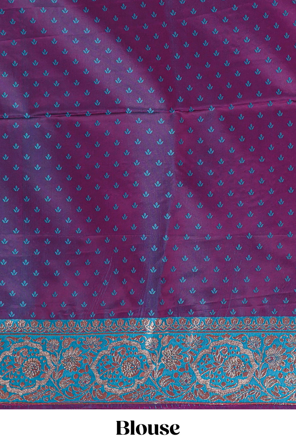 Magenta floral designed banarasi silk saree with contrast floral border and matching blouse