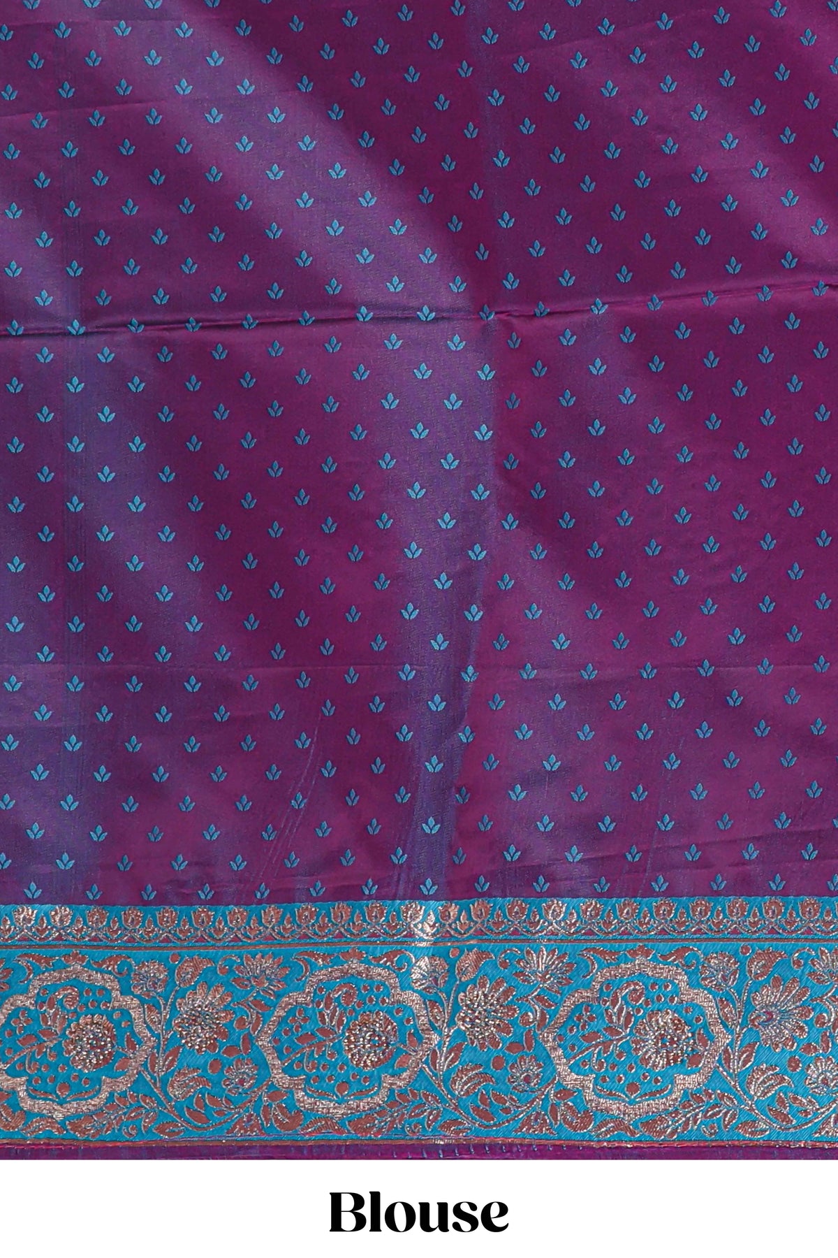 Magenta floral designed banarasi silk saree with contrast floral border and matching blouse