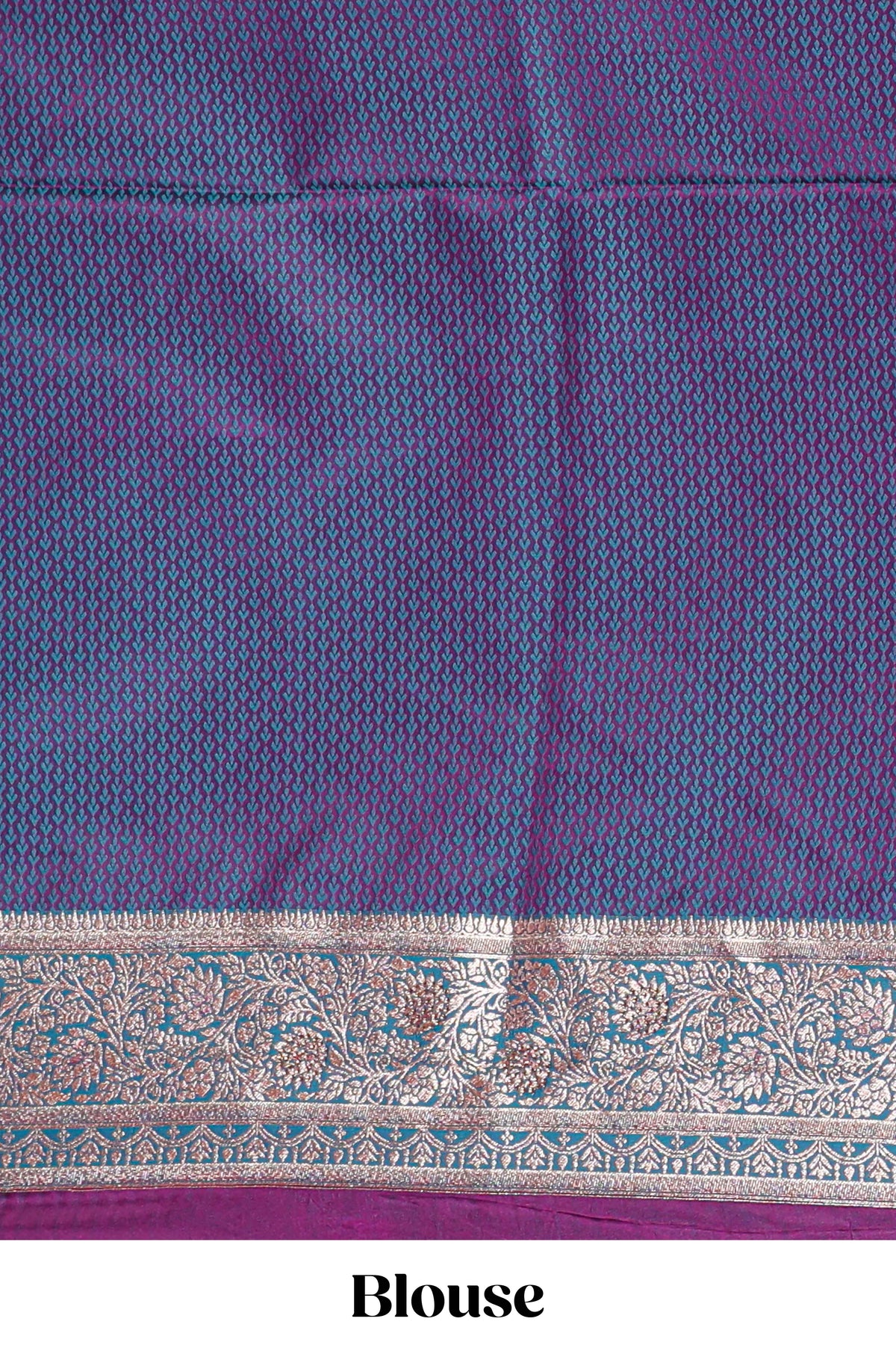 Deep magenta pink floral designed banarasi silk saree with contrast floral border and blouse