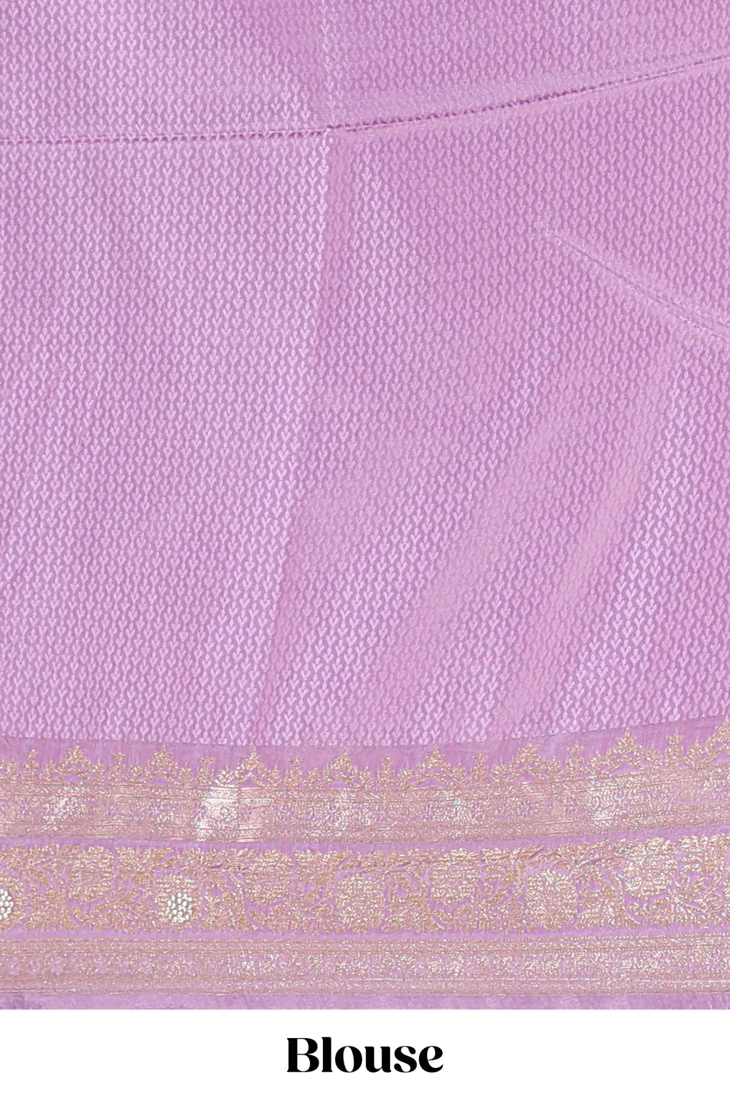 Lavender floral designed banarasi silk saree with self floral border and matching blouse
