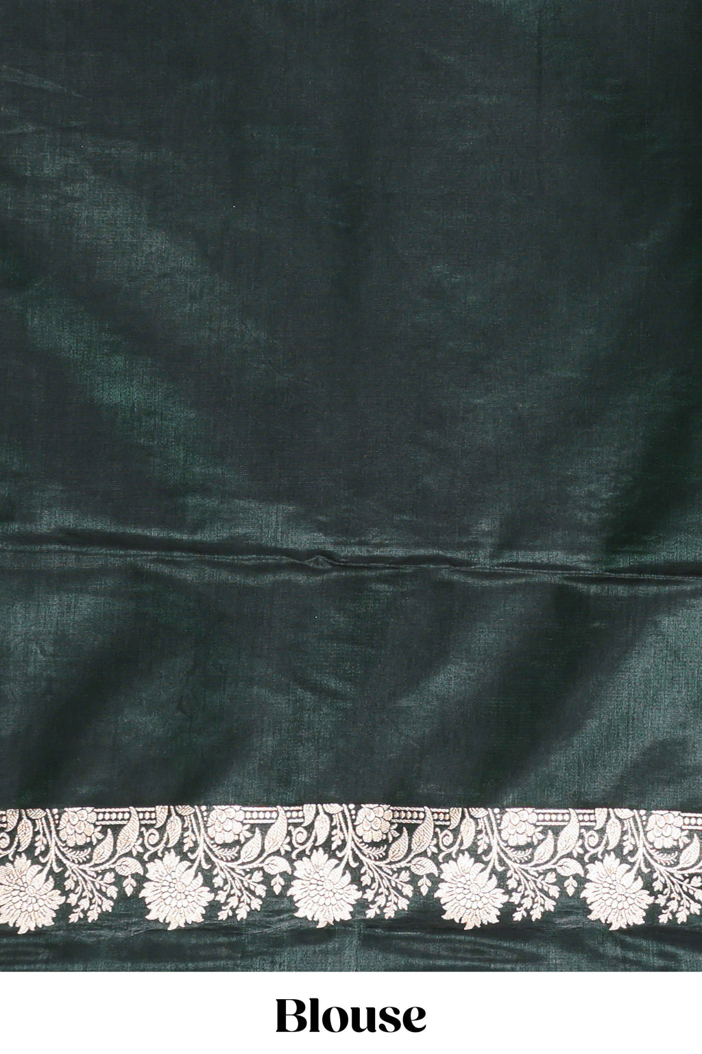 dark green unique designed banarasi silk saree with self zari border and  matching blouse