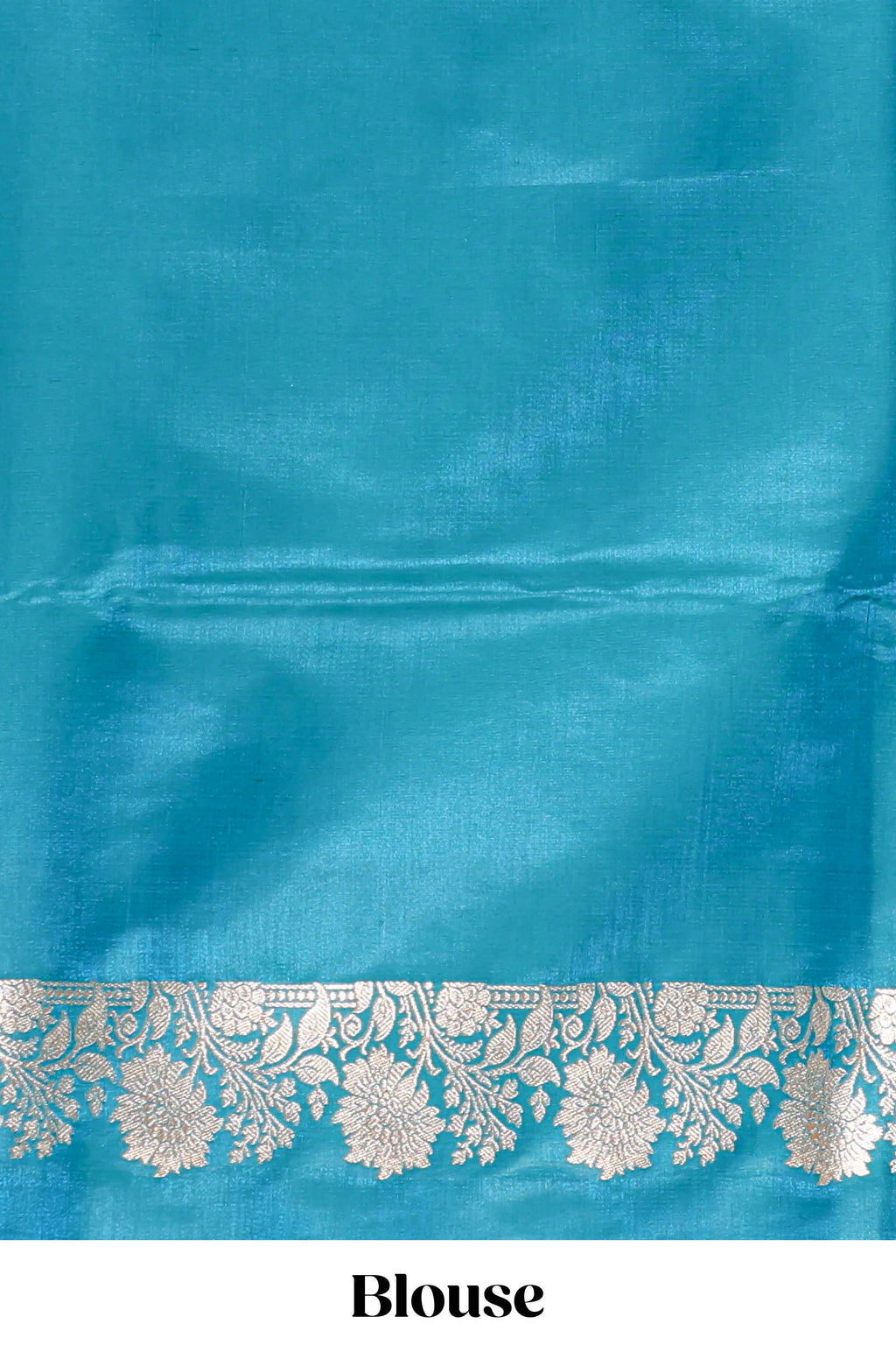 Blue floral designed banarasi silk saree with self zari border and  matching blouse