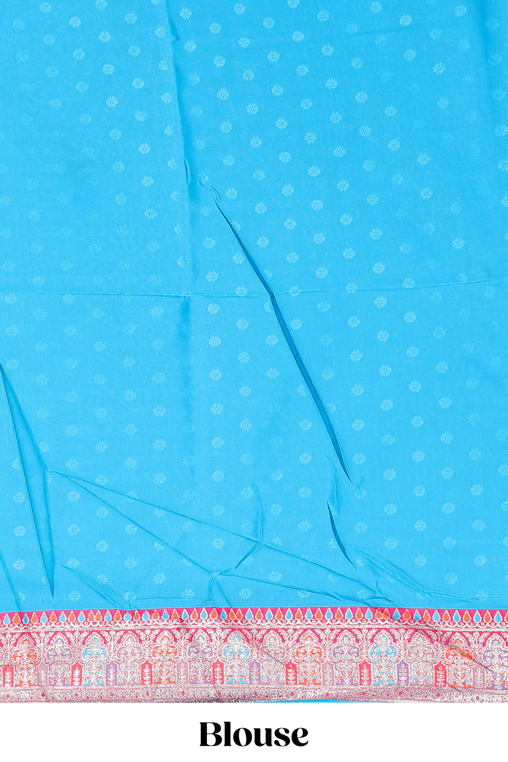 Multicolor chevron designed banarasi silk saree with contrast traditional zari border and matching blouse