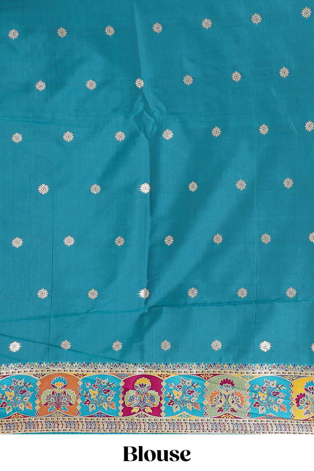 Multicolor traditional grid pattern banarasi silk saree featuring intricate contrast zari border and matching Blouse