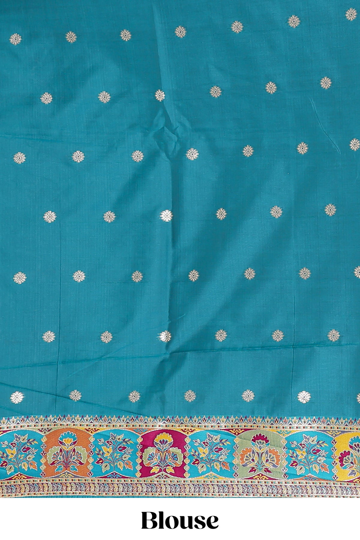 Multicolor traditional grid pattern banarasi silk saree featuring intricate contrast zari border and matching Blouse