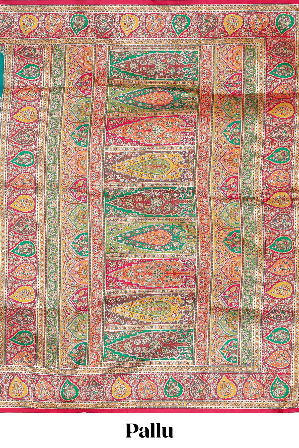 Multicolor floral vines banarasi silk saree featuring contrast floral and paisley motifs border and blouse