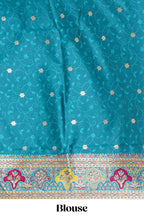 Multicolor unique designed banarasi silk saree with intricate contrast floral motifs border and blouse