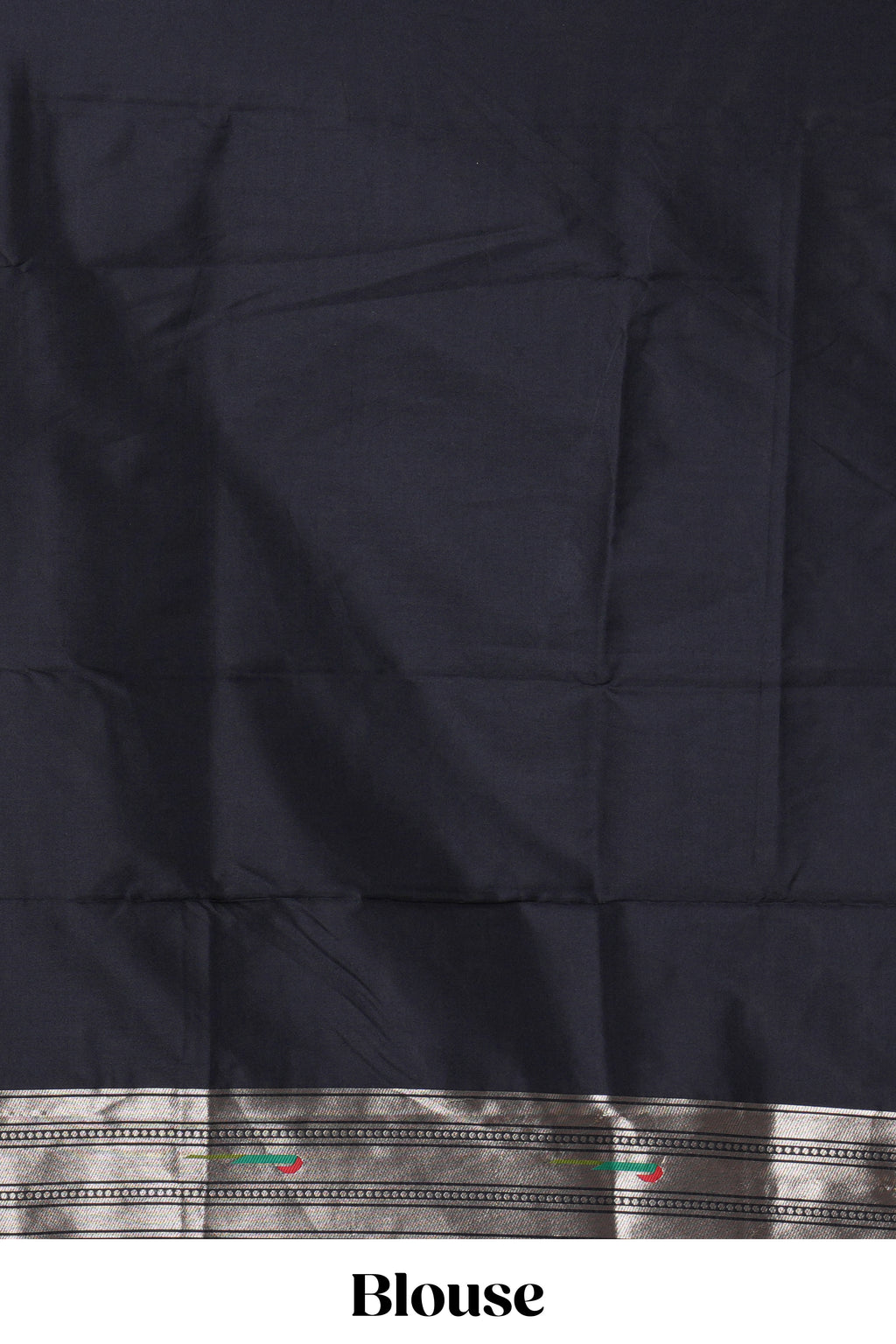 Black zari motifs design paithani silk saree with self zari border and matching blouse
