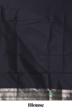 Black zari motifs design paithani silk saree with self zari border and matching blouse