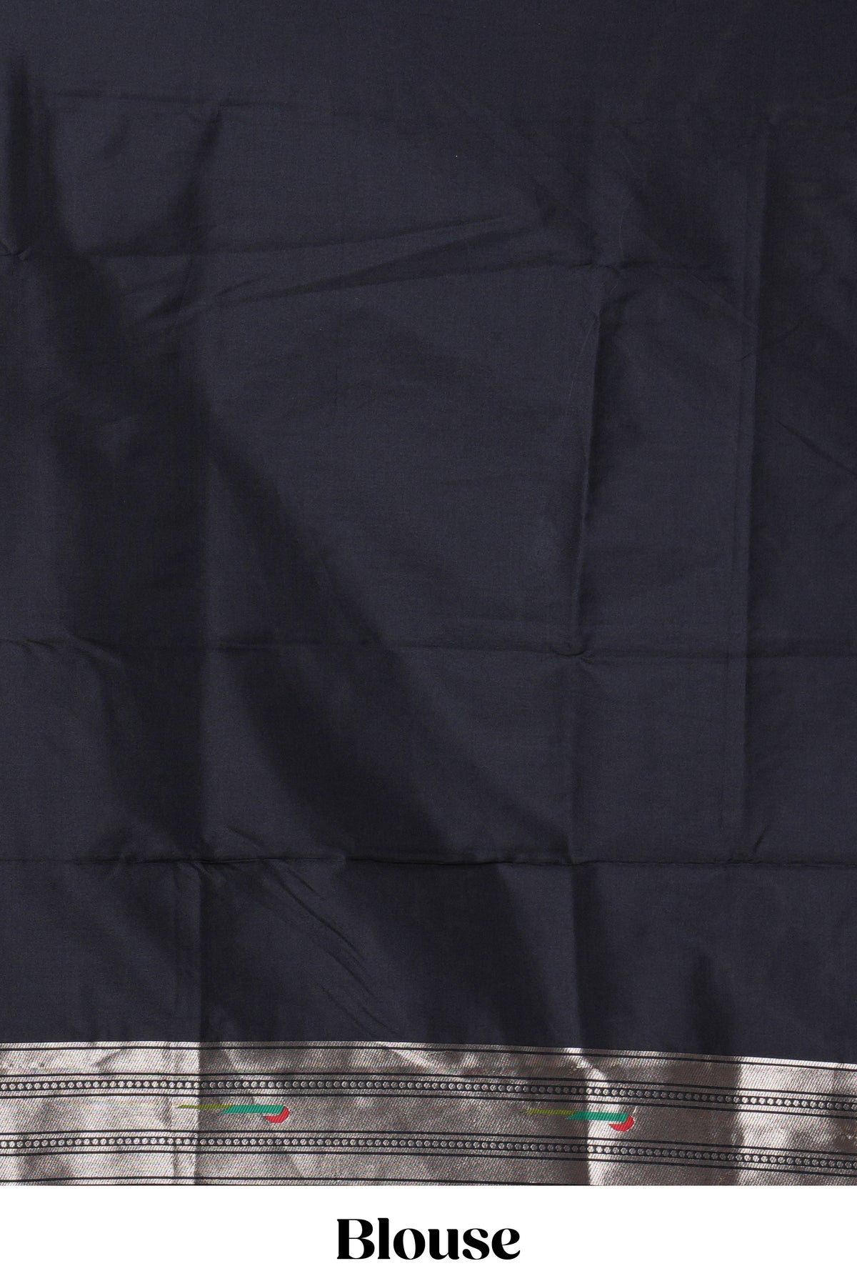 Black zari motifs design paithani silk saree with self zari border and matching blouse