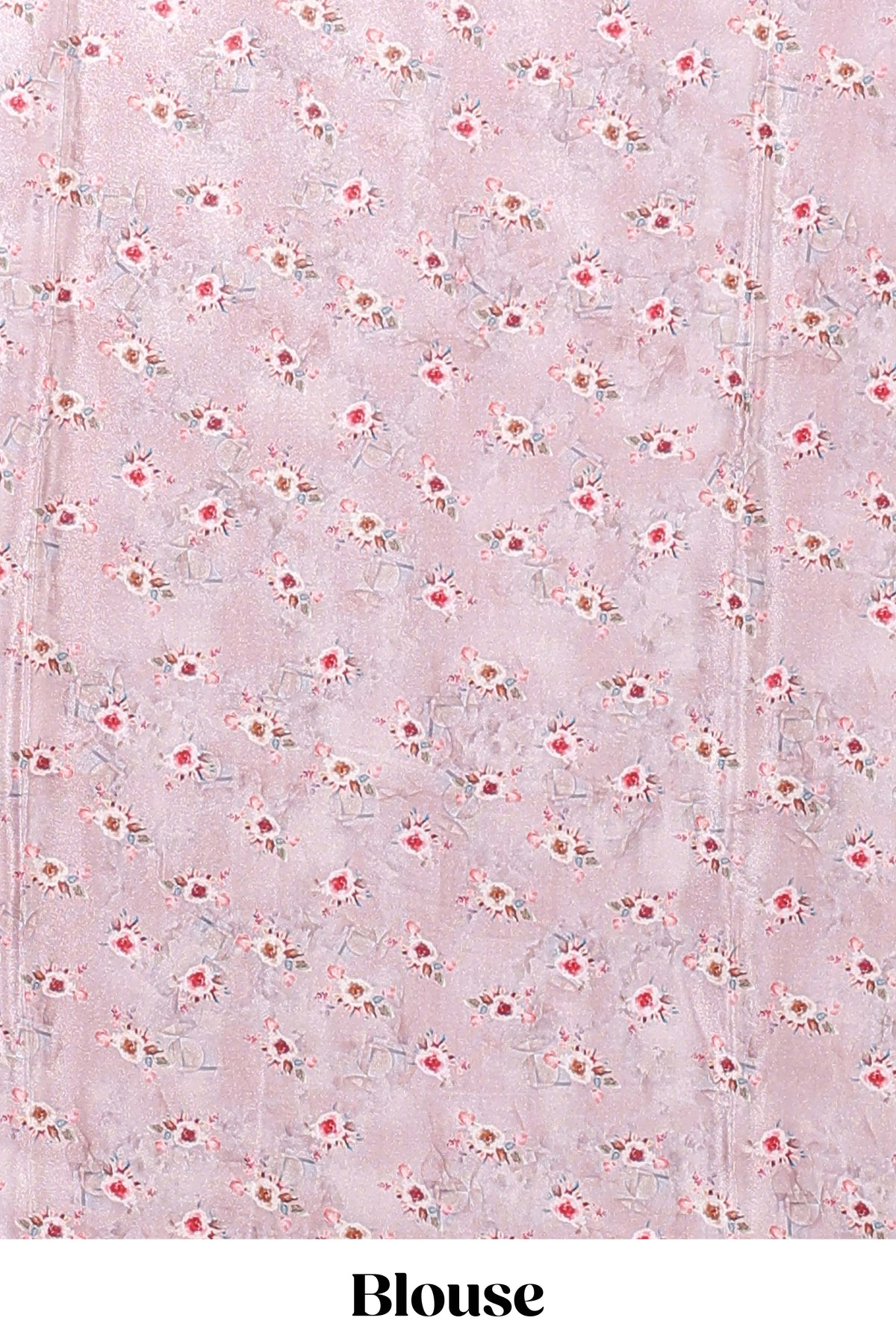 Borderless peach floral design art mysore silk saree with matching floral printed blouse