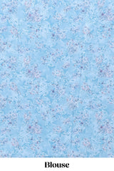 Borderless blue floral design art mysore silk saree with matching floral printed blouse