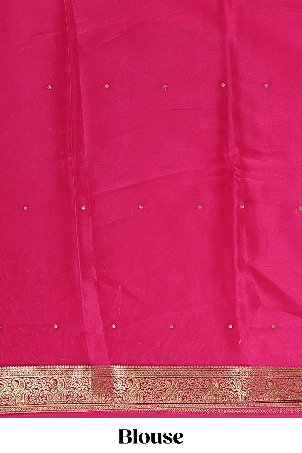 Cream polka dot designed  pure mysore silk saree with contrast border and blouse