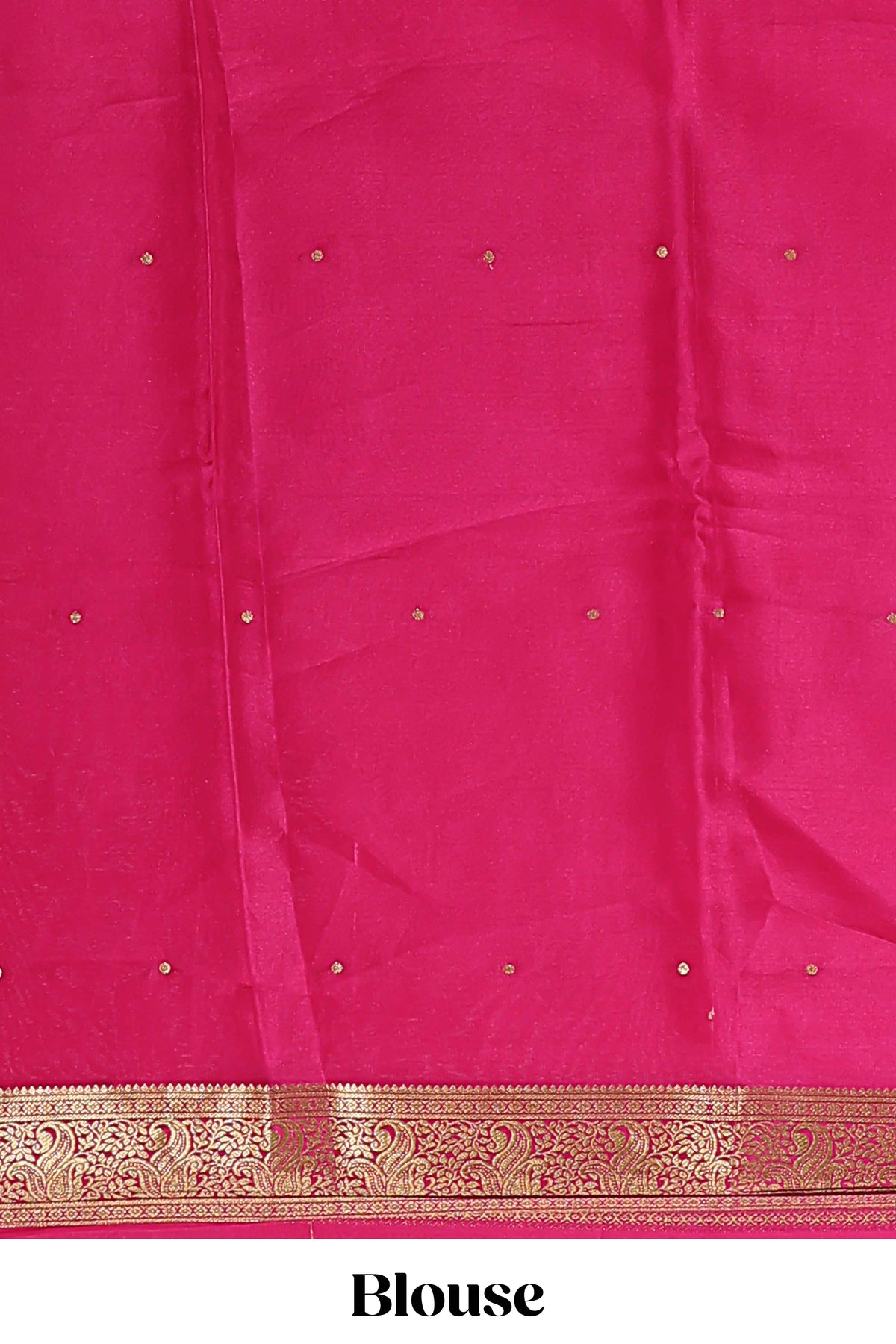 Cream polka dot designed  pure mysore silk saree with contrast border and blouse