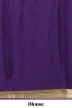 Orange plain pure mysore silk saree with contrast border and blouse