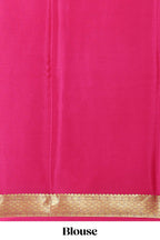 Yellow plain pure mysore silk saree with contrast border and blouse