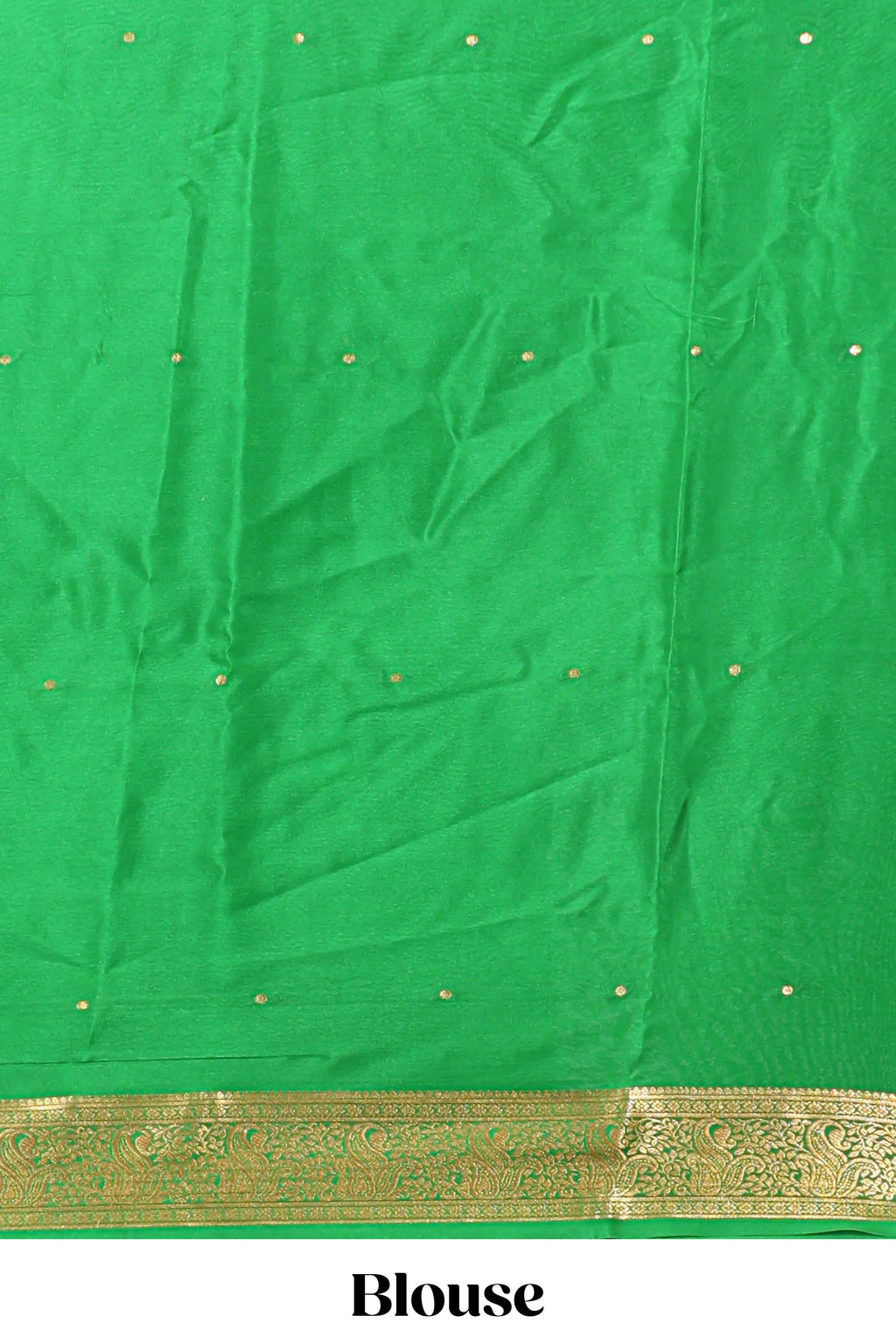 Red polka dot pure mysore silk saree with contrast border and blouse