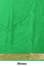 Red polka dot pure mysore silk saree with contrast border and blouse