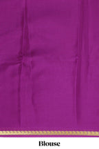 Violet plain pure mysore silk saree with self zari border and matching blouse