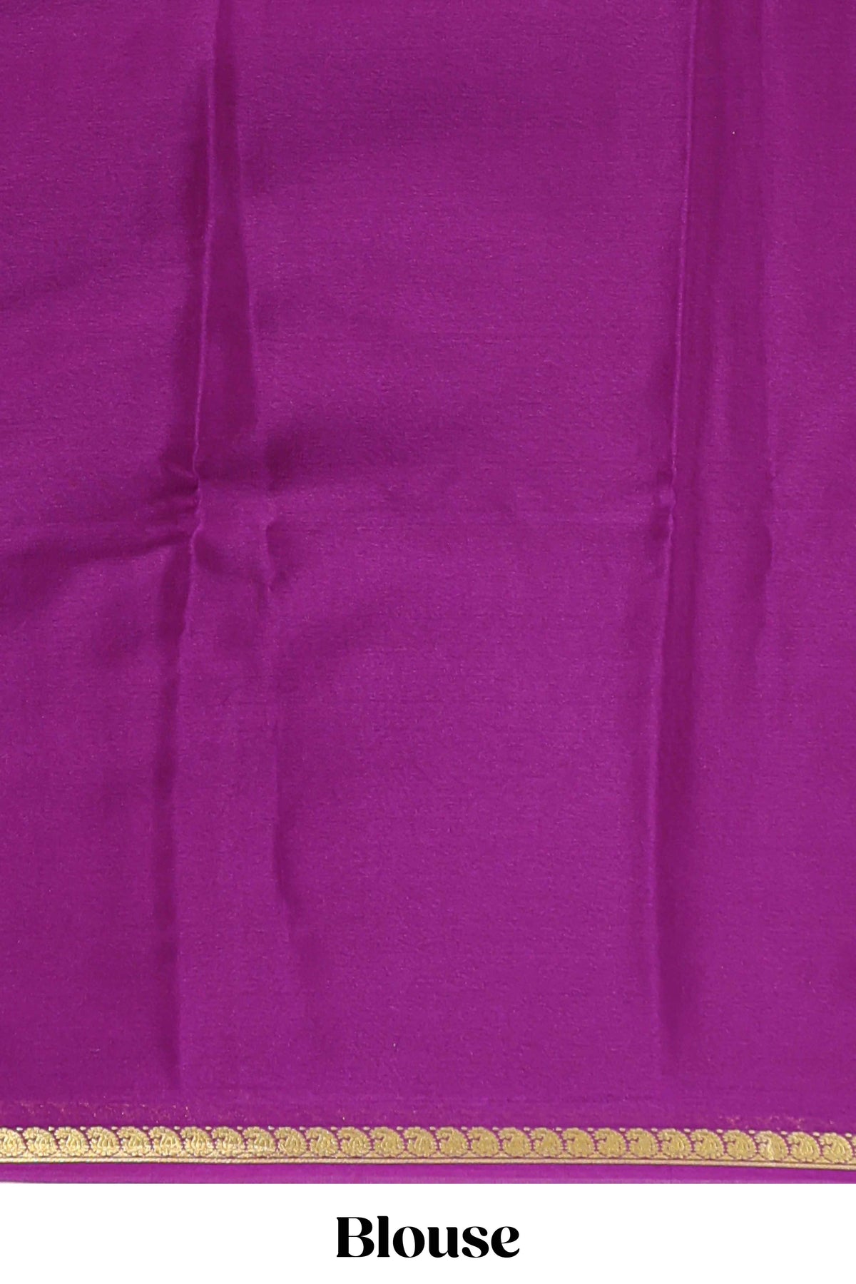 Violet plain pure mysore silk saree with self zari border and matching blouse