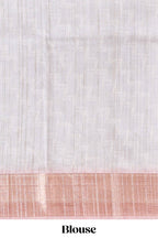 Grey floral design motifs printed saree with contrast zari border and matching blouse