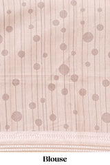 Grey abstract geometric motifs printed saree with contrast border and printed blouse