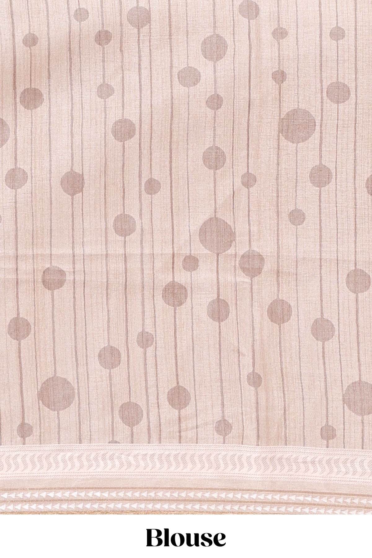 Grey abstract geometric motifs printed saree with contrast border and printed blouse