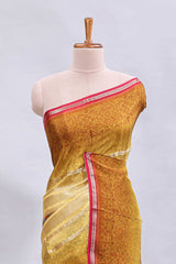 Multi color kalamkari style printed saree with traditional art design with contrast zari border and motifs blouse