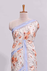 Lavender geometric zari striped bottom floral design self border and matching blouse