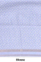 Lavender geometric zari striped bottom floral design self border and matching blouse