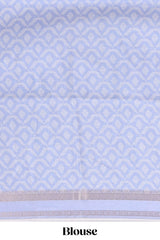 Lavender geometric zari striped bottom floral design self border and matching blouse