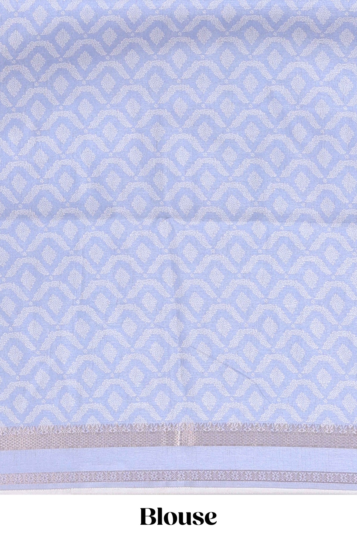 Lavender geometric zari striped bottom floral design self border and matching blouse