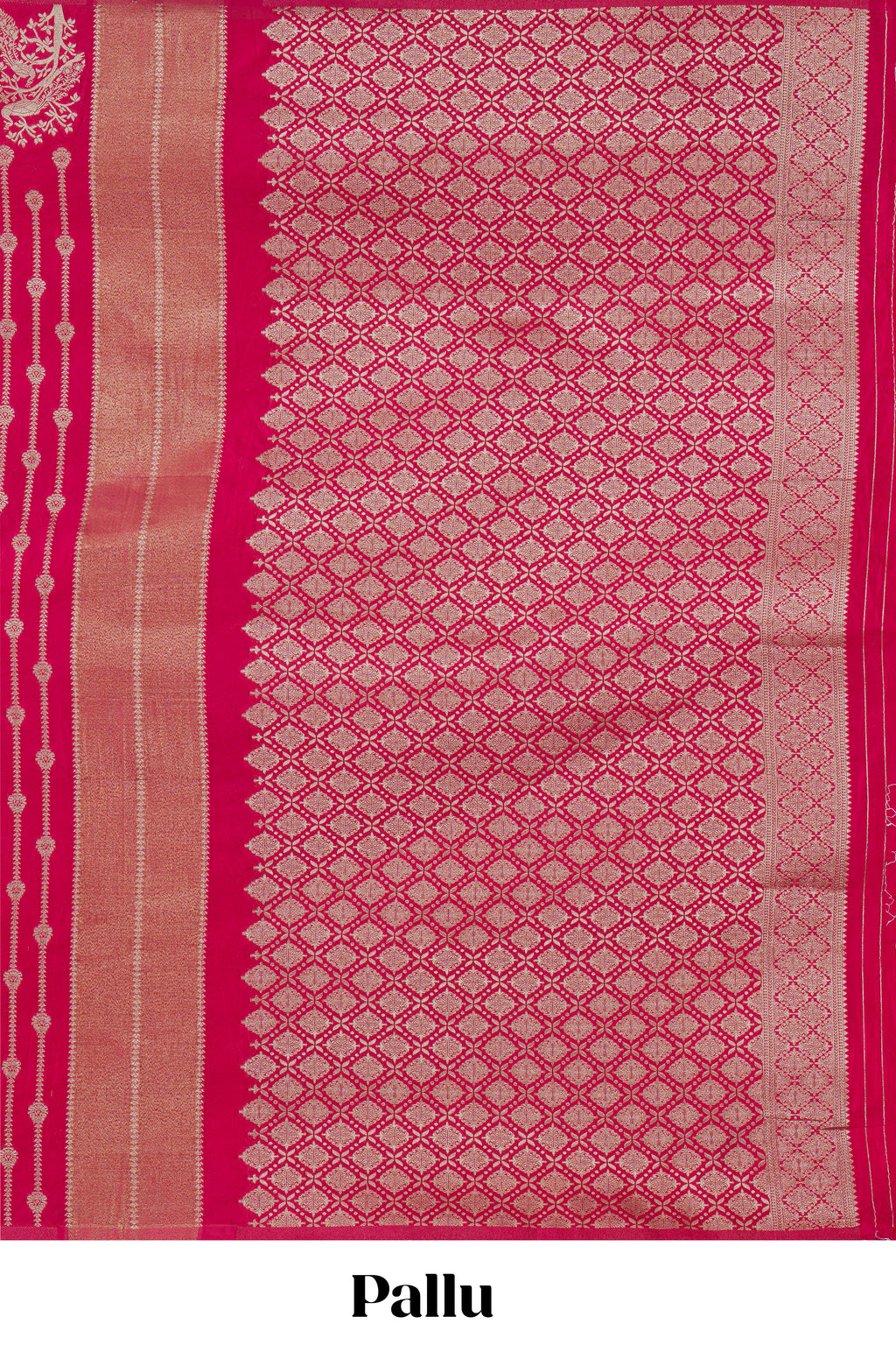 Borderless pink striped and peacock zari design raw silk saree with self zari pallu and matching blouse
