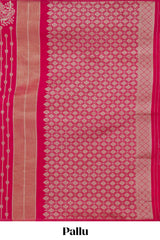 Borderless pink striped and peacock zari design raw silk saree with self zari pallu and matching blouse