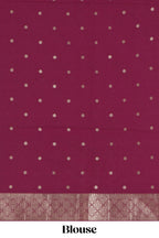 Borderless maroon striped and peacock zari design raw silk saree with self zari pallu and matching blouse
