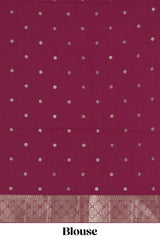 Borderless maroon striped and peacock zari design raw silk saree with self zari pallu and matching blouse