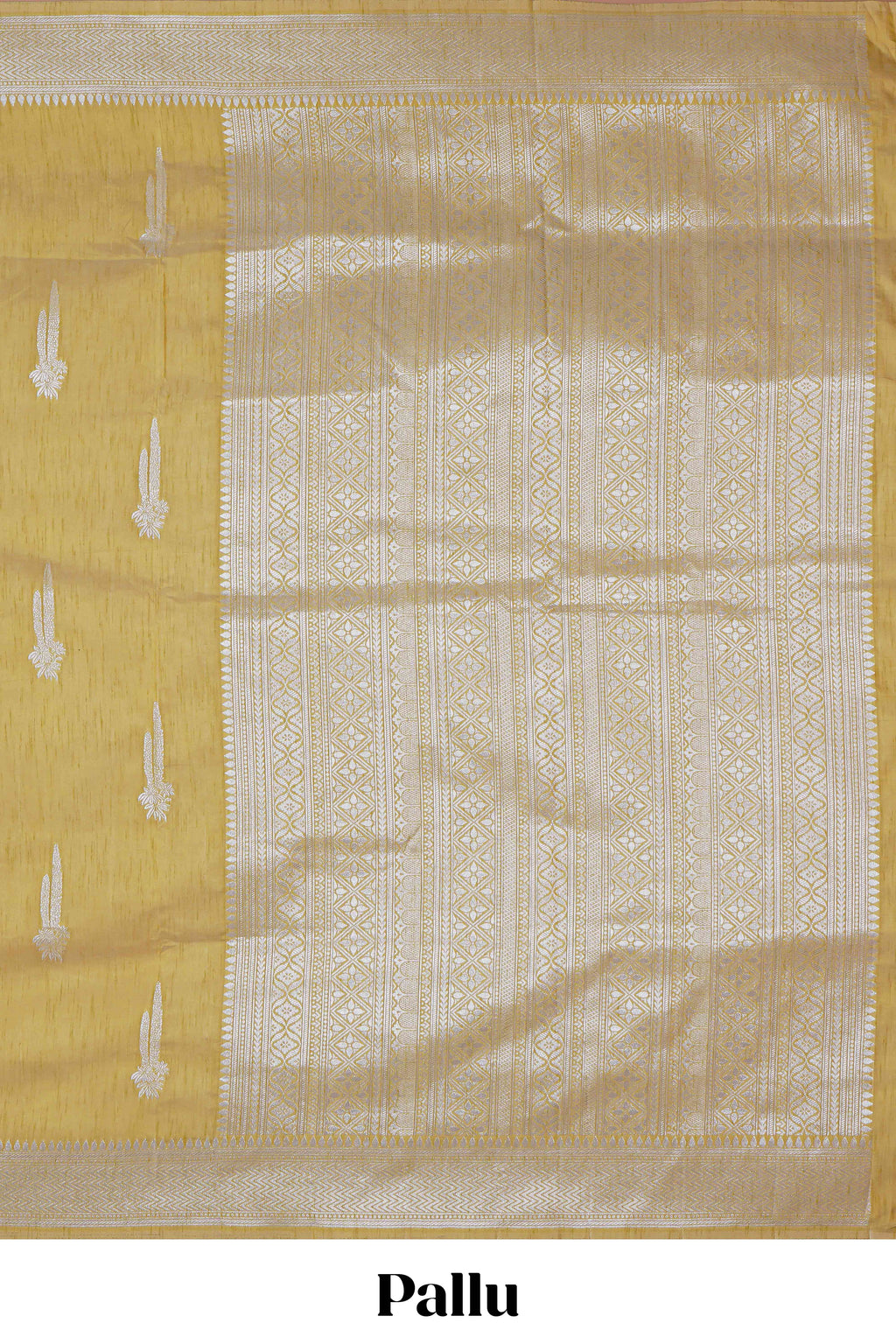Mustard floral zari motifs design raw silk saree with self zari border and matching motifs blouse