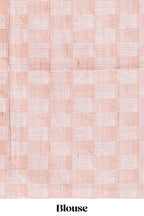 Beige striped design raw silk saree with self border and matching blouse