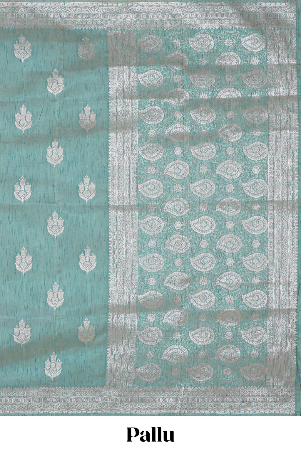 Green floral zari design raw silk saree with self zari border and matching motifs blouse