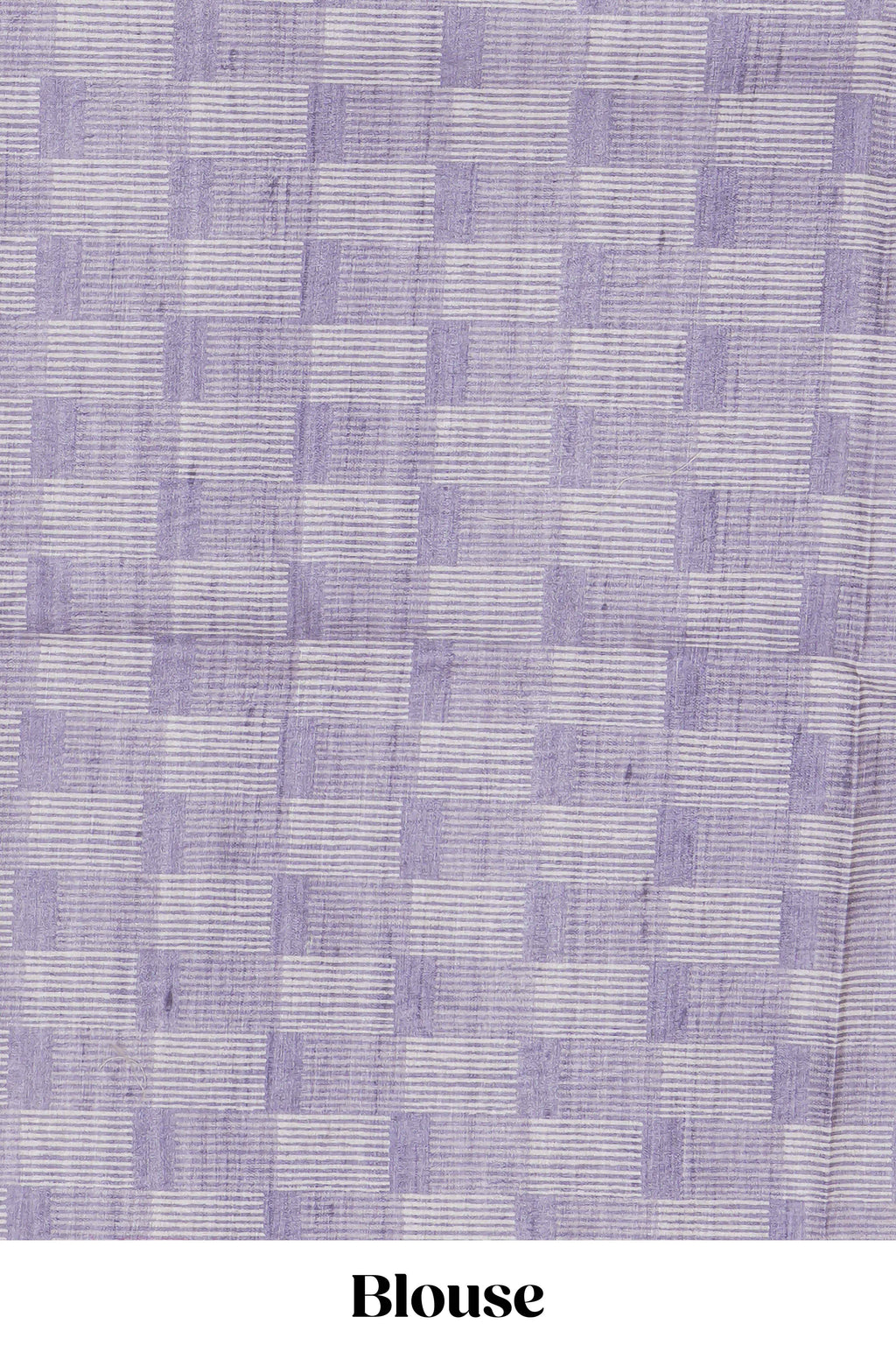 Off white striped design raw silk saree with self peacock design embroidery border and matching checked blouse