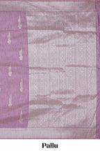 Lavender floral zari motifs design raw silk saree with self zari border and matching motifs blouse